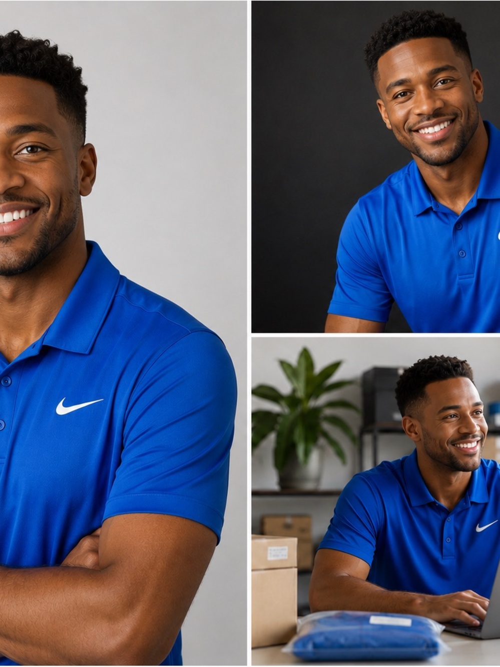 Nike Men’s Blue Dri-FIT Polo with White Swoosh